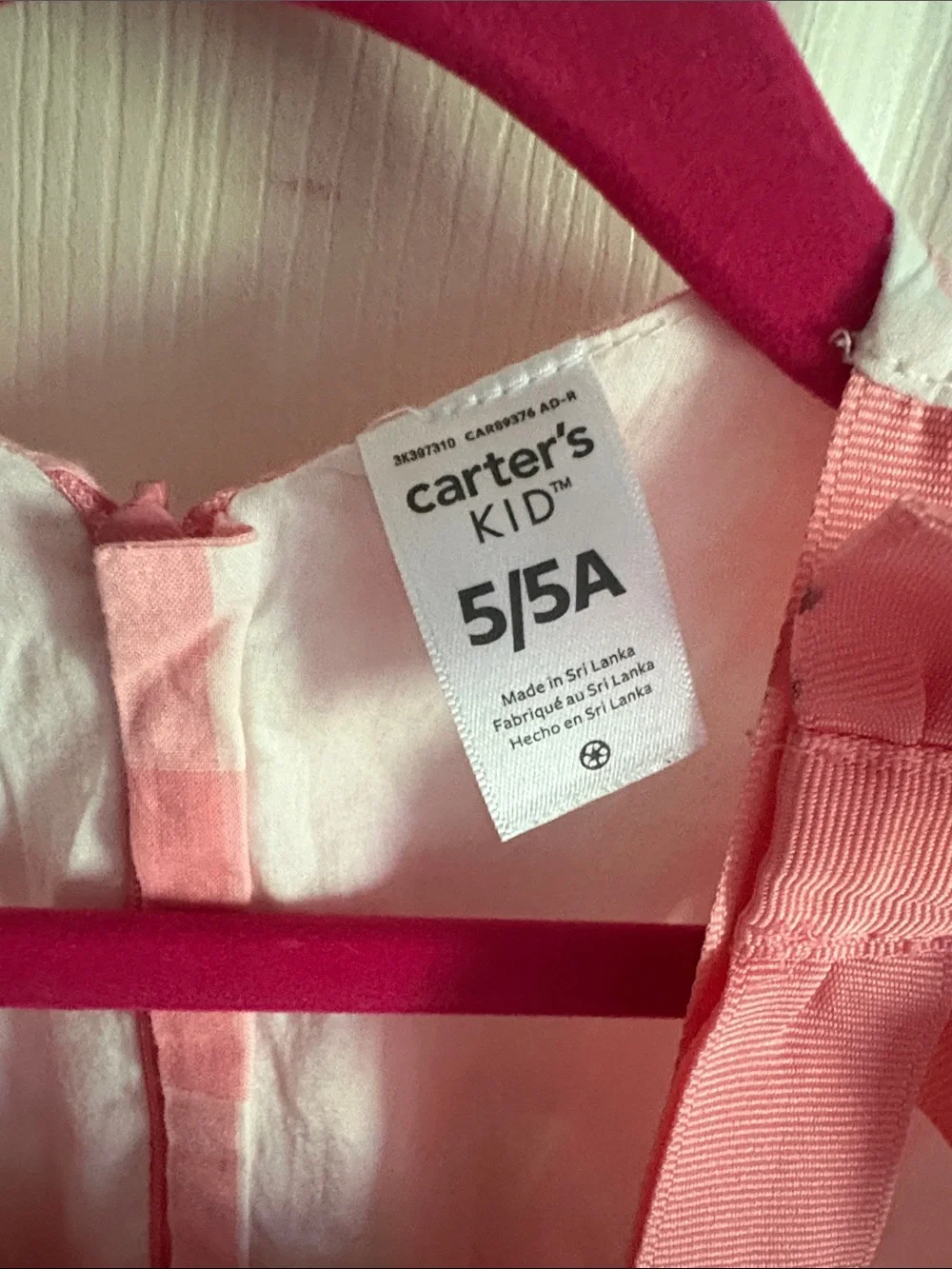 Carter's Pink and White Gingham Sundress